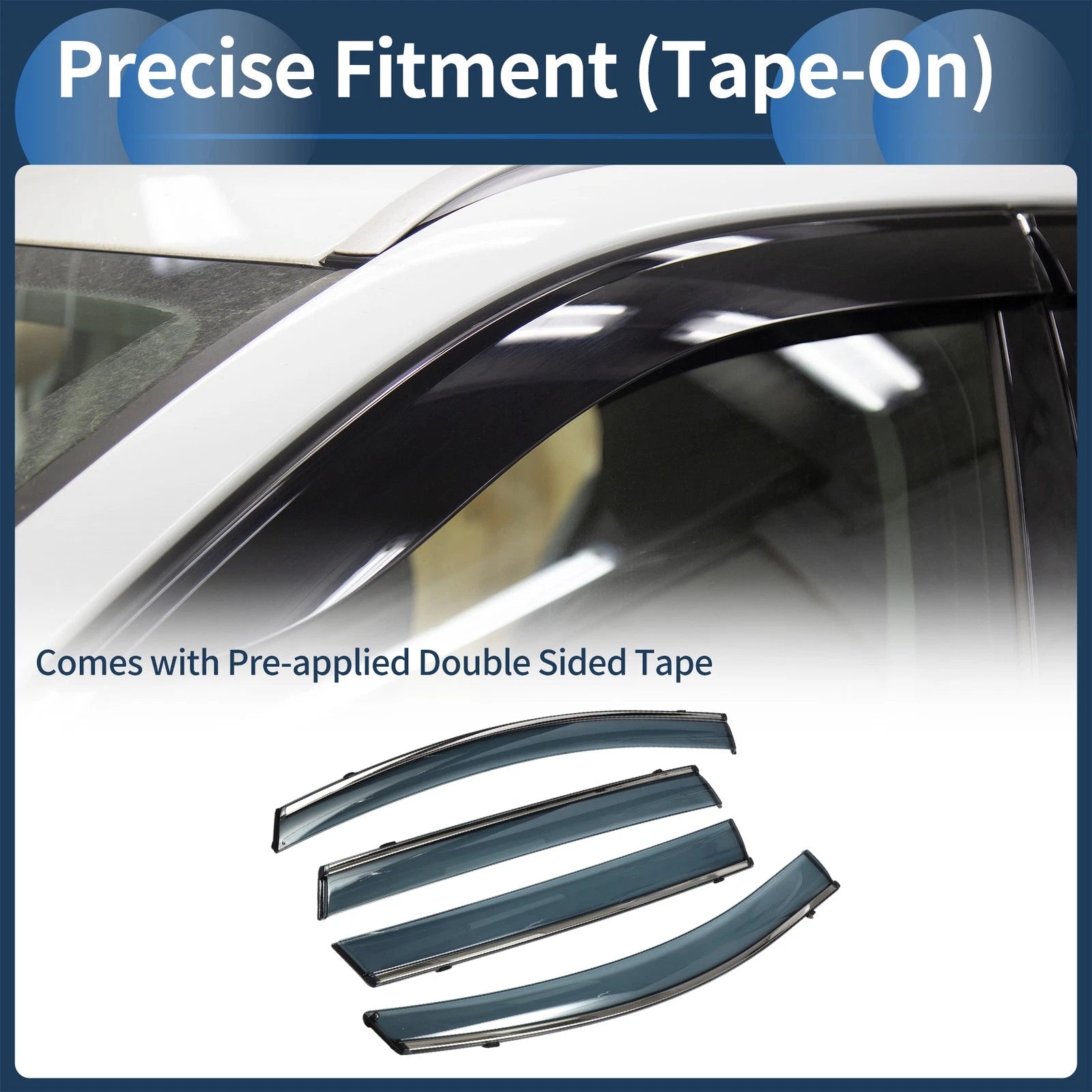 Window Deflectors Side Vent Visors Black 1 Set for Ford Edge (2015–2024)