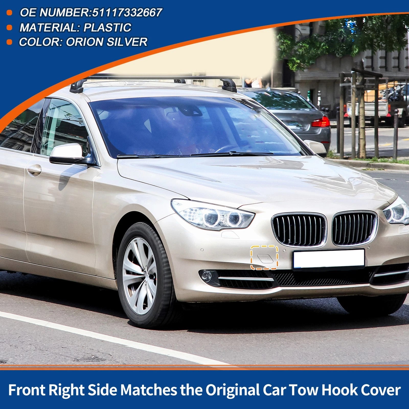 Front Right Tow Hook Cover Replacement for BMW 535i (2011–2016)