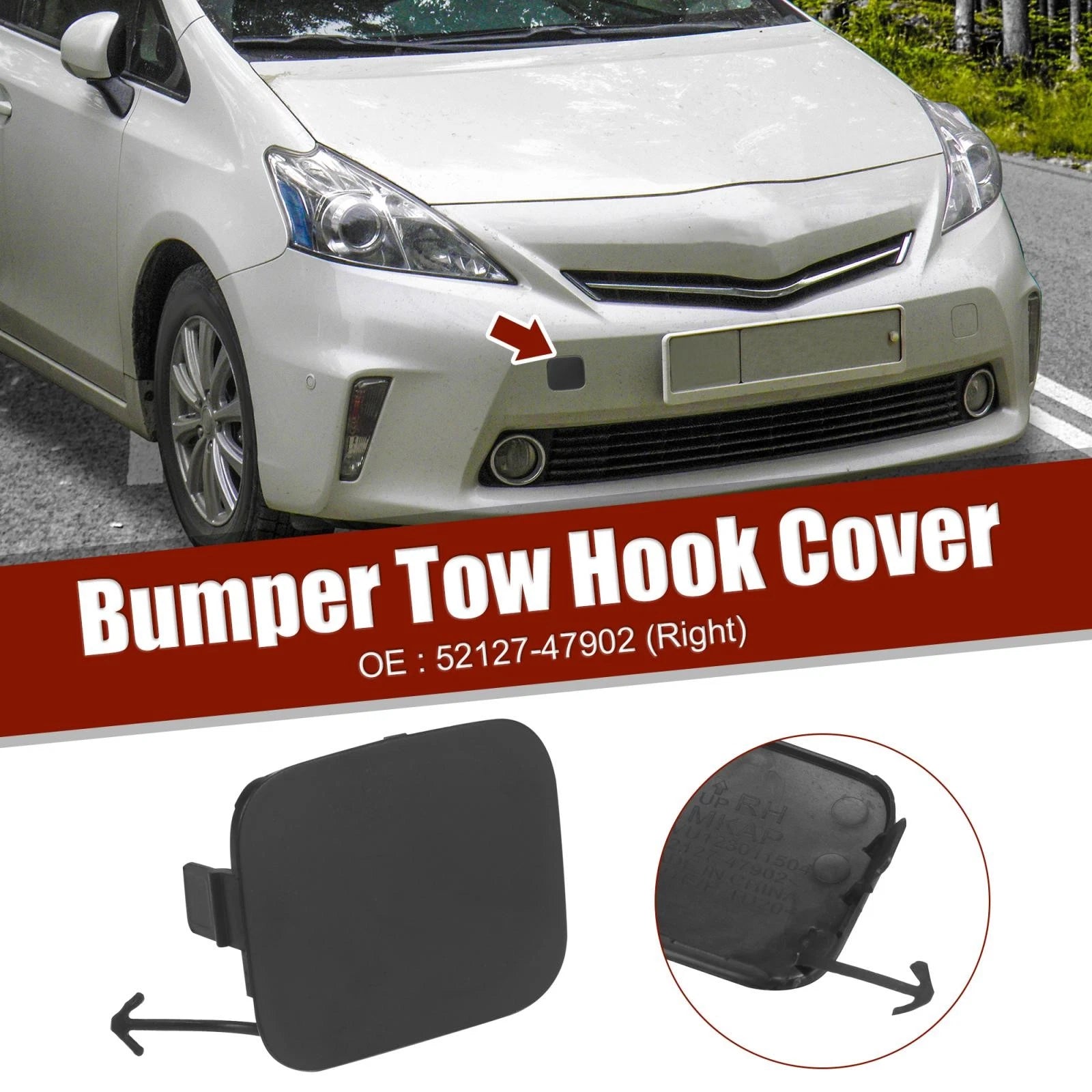 Front Right Bumper Tow Hook Cover Replacement for Toyota Prius V (2012–2014)