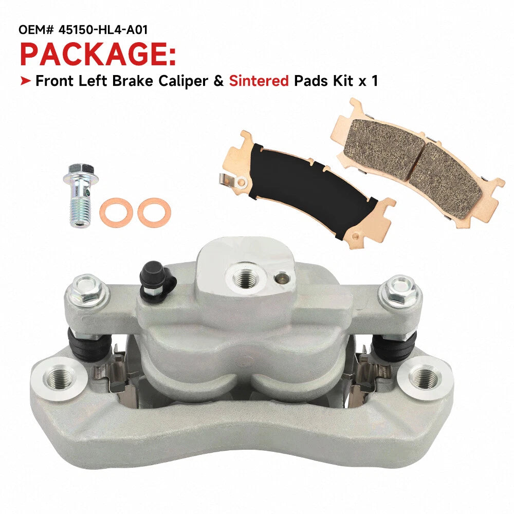 Front Left Brake Caliper w/Pads for Honda Pioneer 1000 (2016–2023)