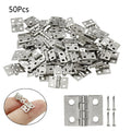 50pcs Mini Hinge for Jewelry Chest Craft Cabinet Wine Box (12x13mm) Silver