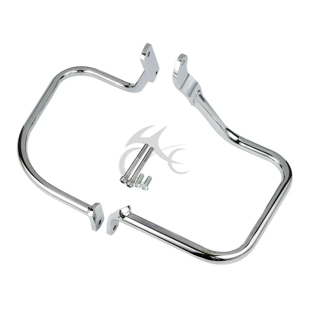 Chrome/Black Saddlebag Guard Rail Crash Bar for Harley FLST FLSTC (2000–2017)