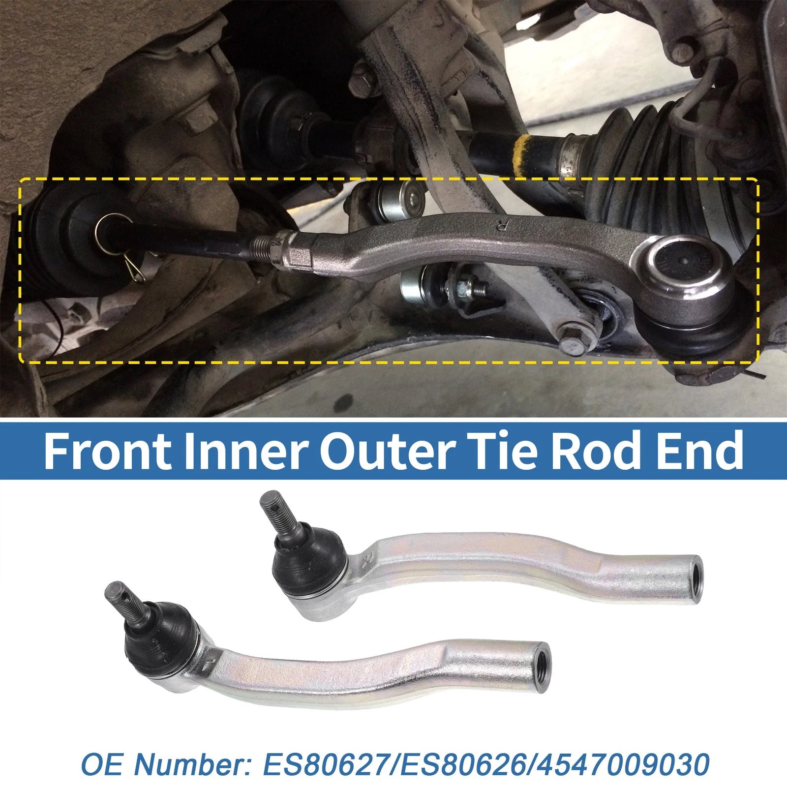 2pcs Front Outer Tie Rod End Links for Toyota Sienna (2003–2010)
