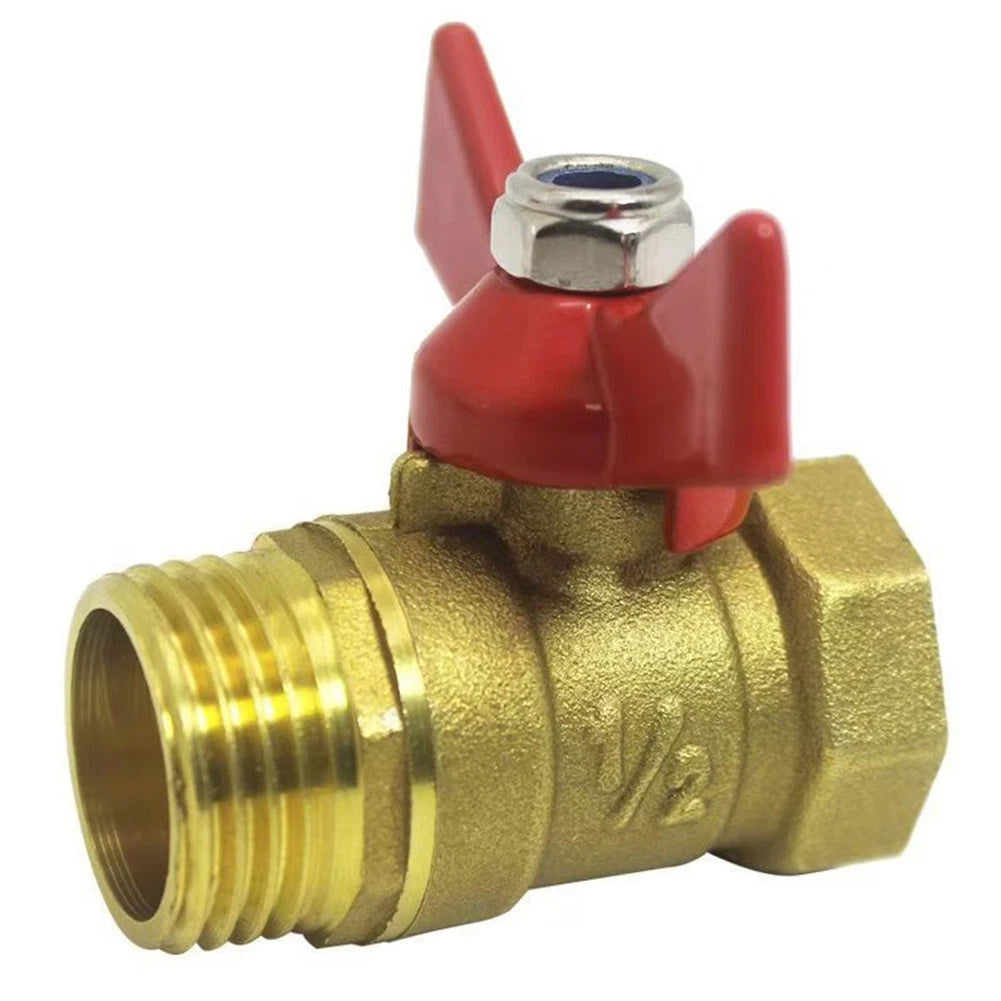 1" Industrial Brass Ball Valve with Red Wing Handle for Water Control