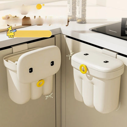 Space Saving Wall Mounted Trash Can with Lid for Kitchen Waste Disposal