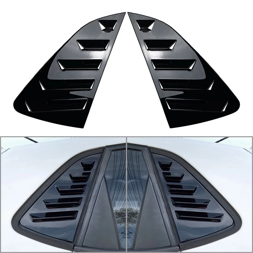 Set of 2 Rear Side Window Louver Vent Trim Covers for VW Polo MK6 (2018–Present) Gloss Black