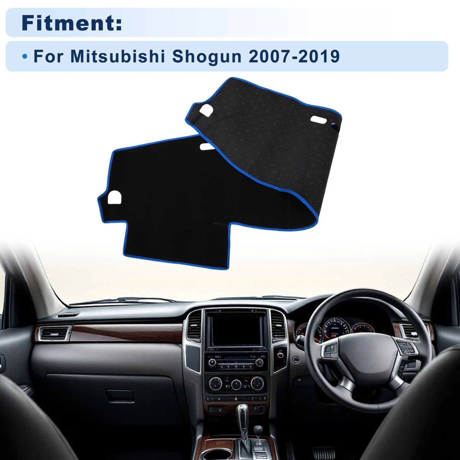 Dash Cover for Mitsubishi Shogun 1 Set Black With Blue Edge (2007–2019)