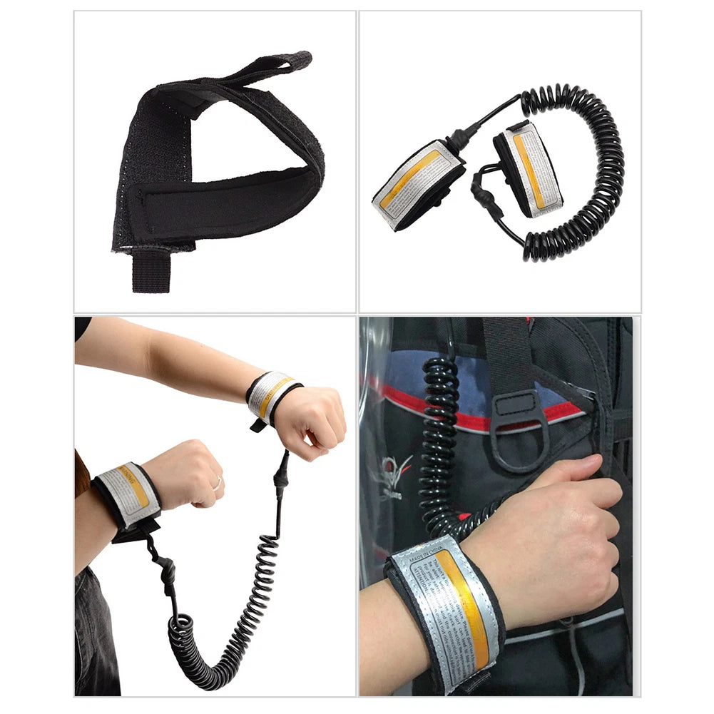 Diving Wrist Strap with 10 Feet Stretchable Spring Rope for Scuba Safety