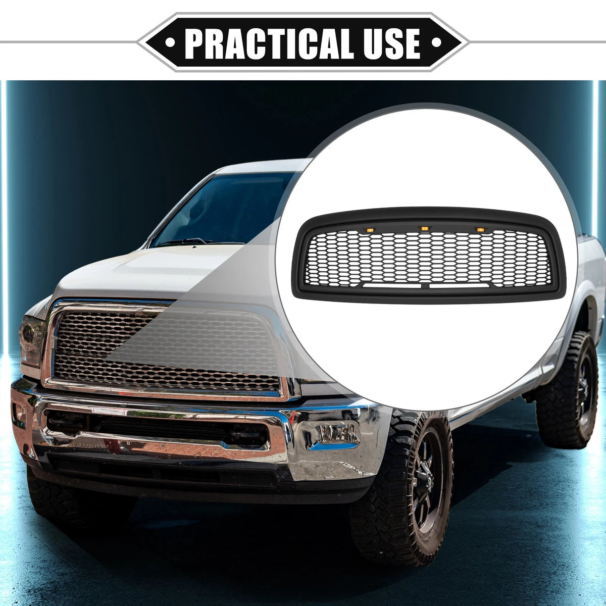 Front Grille Assembly with LED Lights for Dodge Ram 3500 (2010–2018)