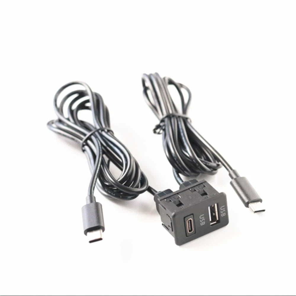 Interface Extension Cable Adapter Panel Car Dual Type-C to USB+TYPE-C Port Panel