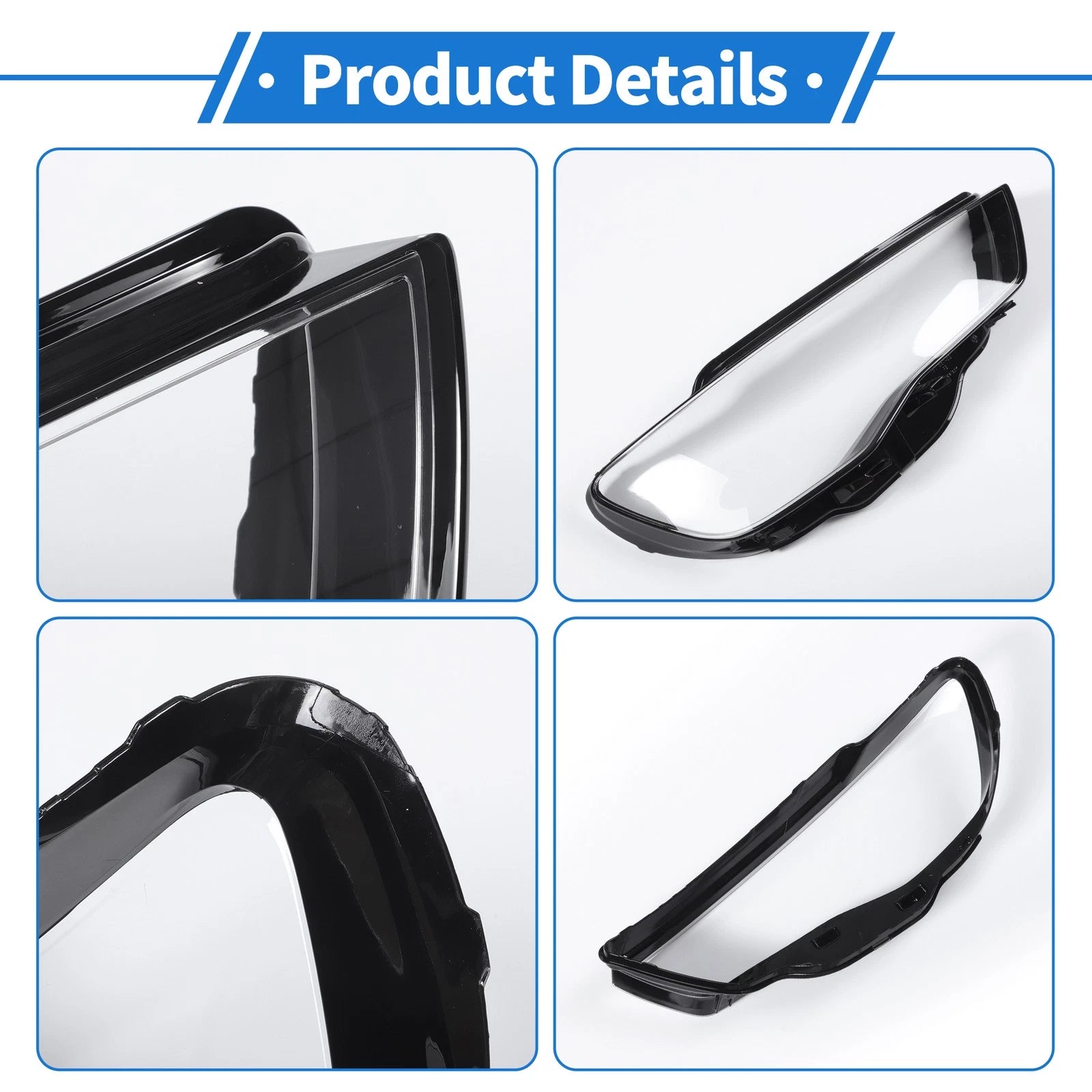 1 Pc Headlight Lens Cover for Audi A3 (2013–2015) Black Clear