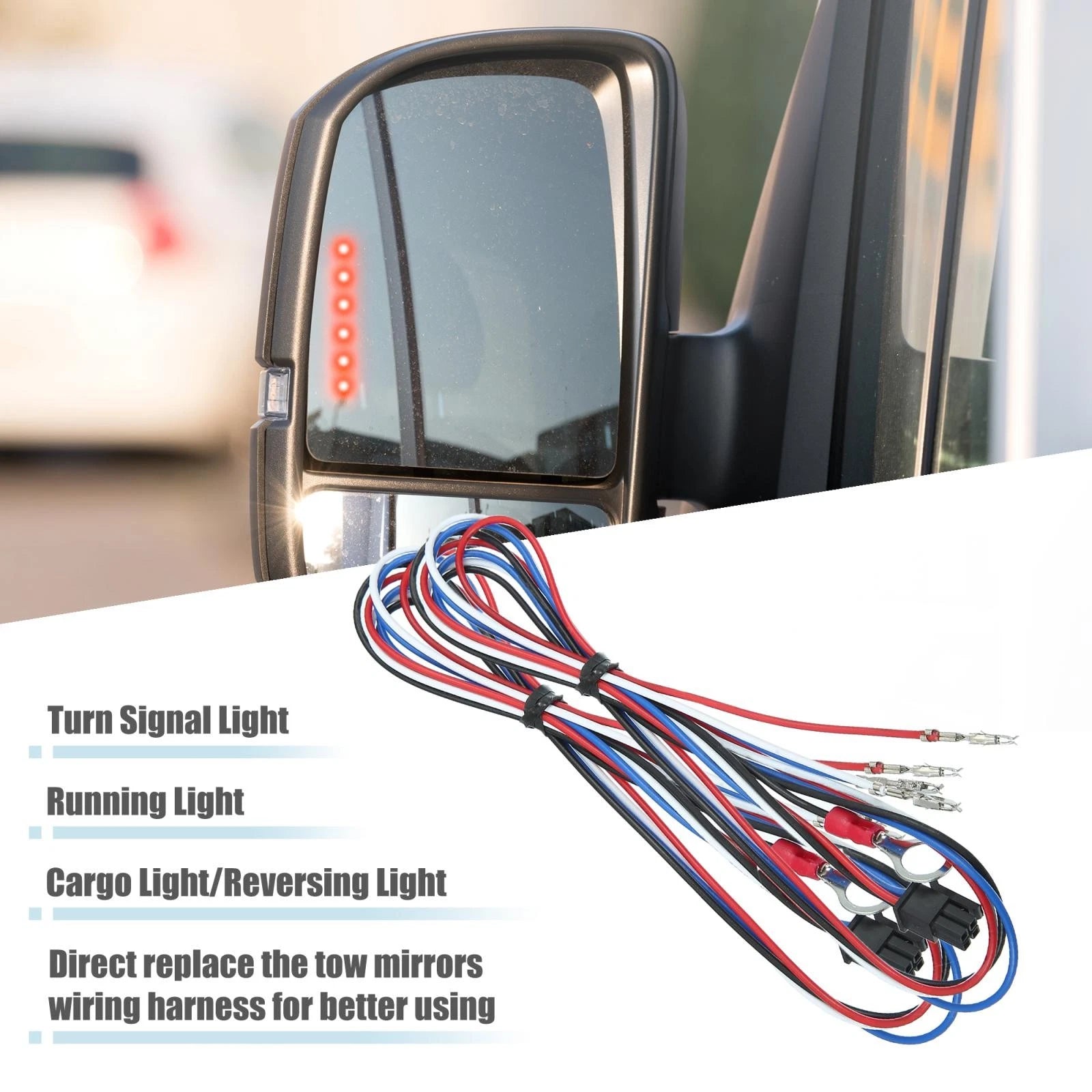 2pc Tow Mirrors Wiring Harness Replacement for Chevy Silverado GMC Sierra (2014–2018)