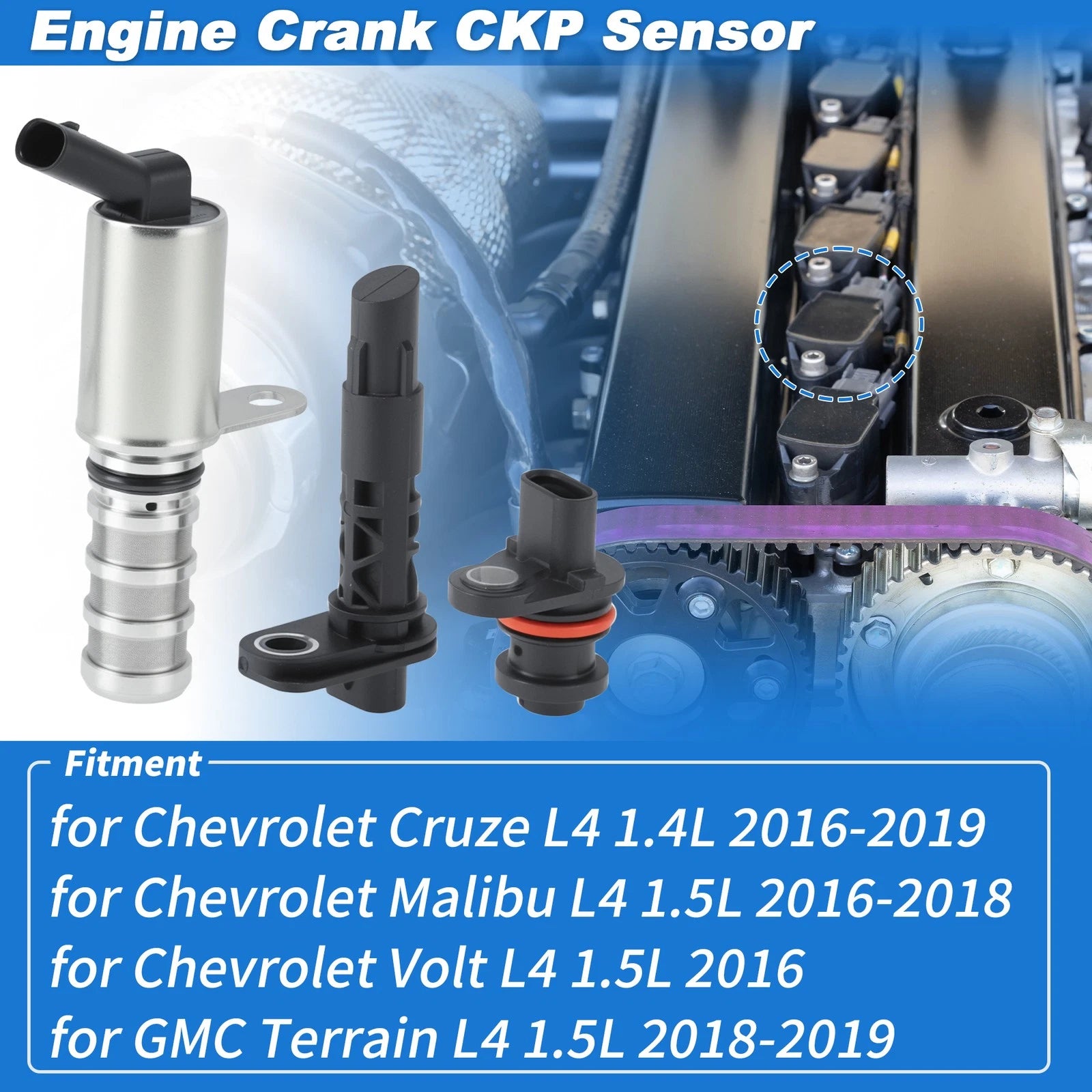 Engine Variable Valve Timing VVT Solenoid and Crank Sensor for Chevy Cruze (2011–2016)