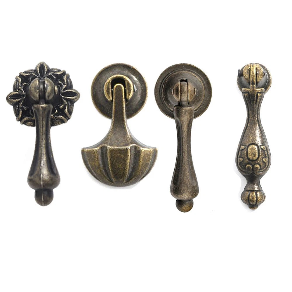 Set of 10 Vintage Door Pull Handles for Cabinets and Drawers