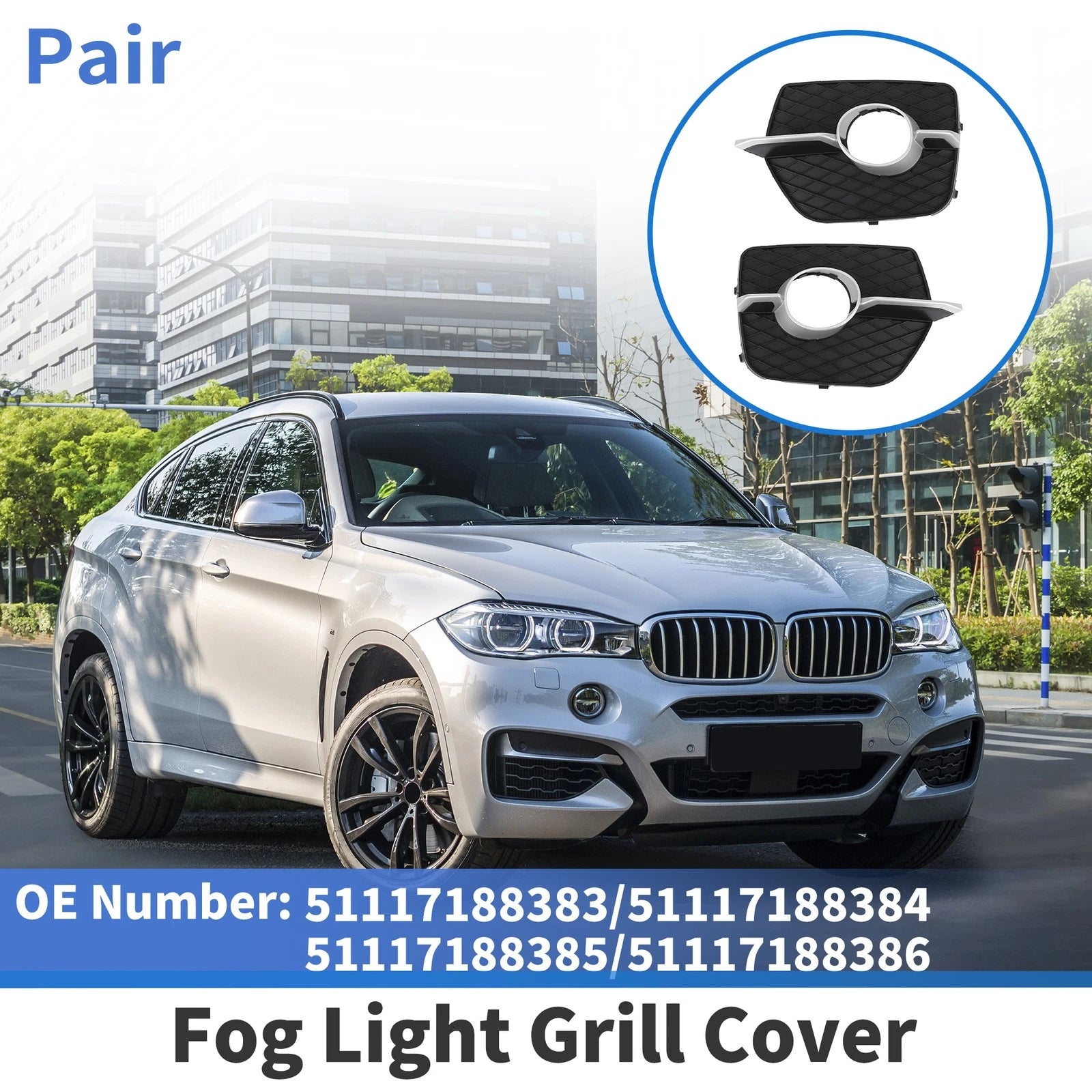 Fog Light Grill Front Left and Right Set for BMW X6 (2008–2014)