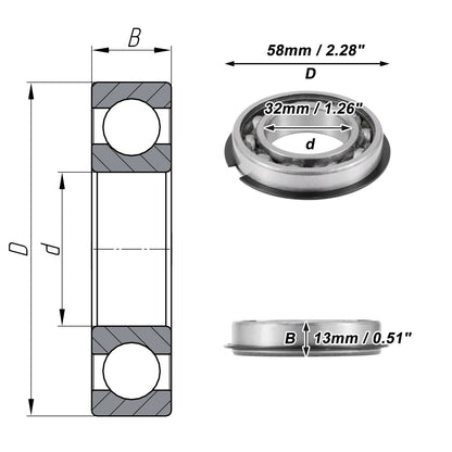 Deep Groove Ball Bearing 32x58x13mm for Scooter Skateboard (1 Pc)