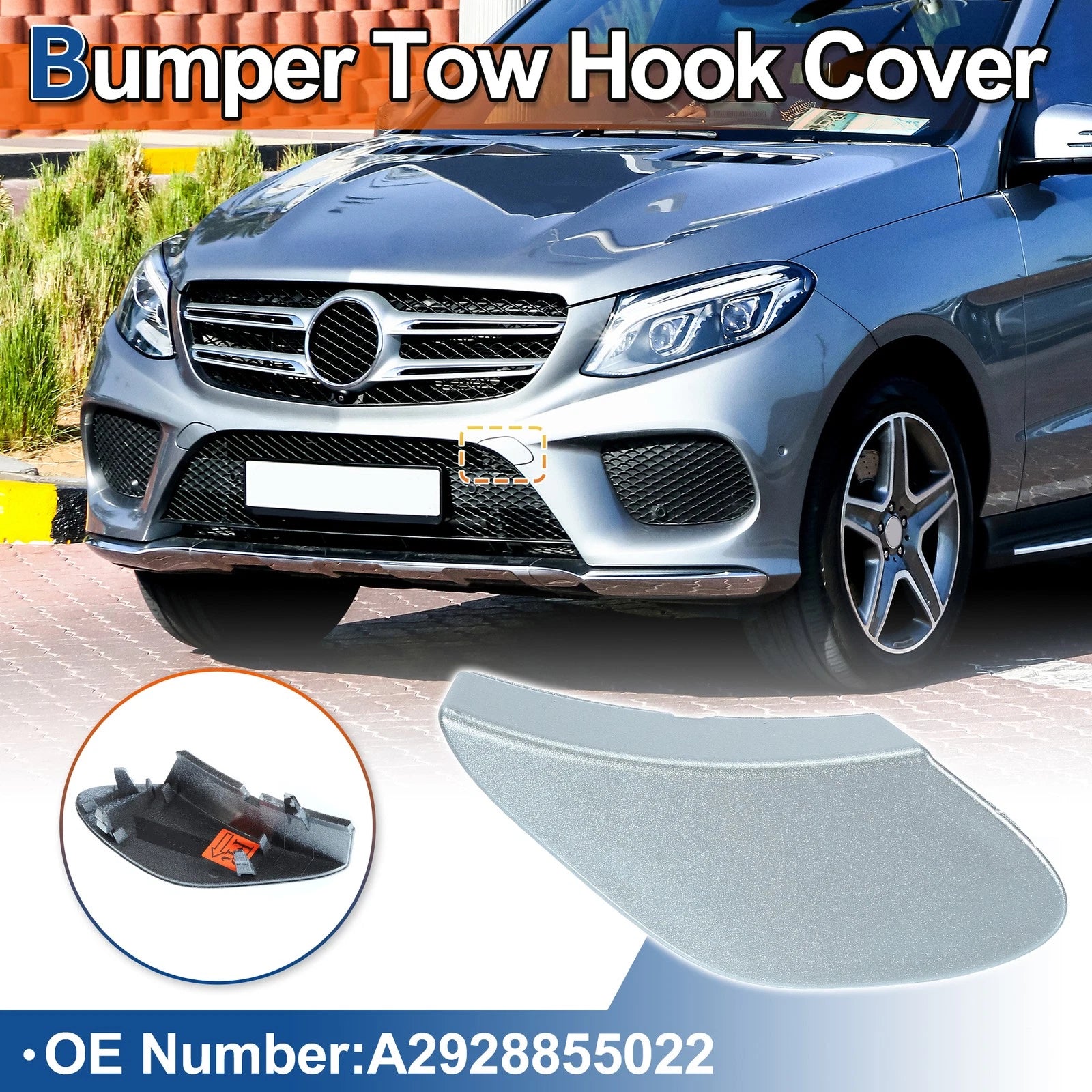 Front Car Bumper Tow Hook Cover Replacement for Mercedes-Benz GLE (2016–2023)