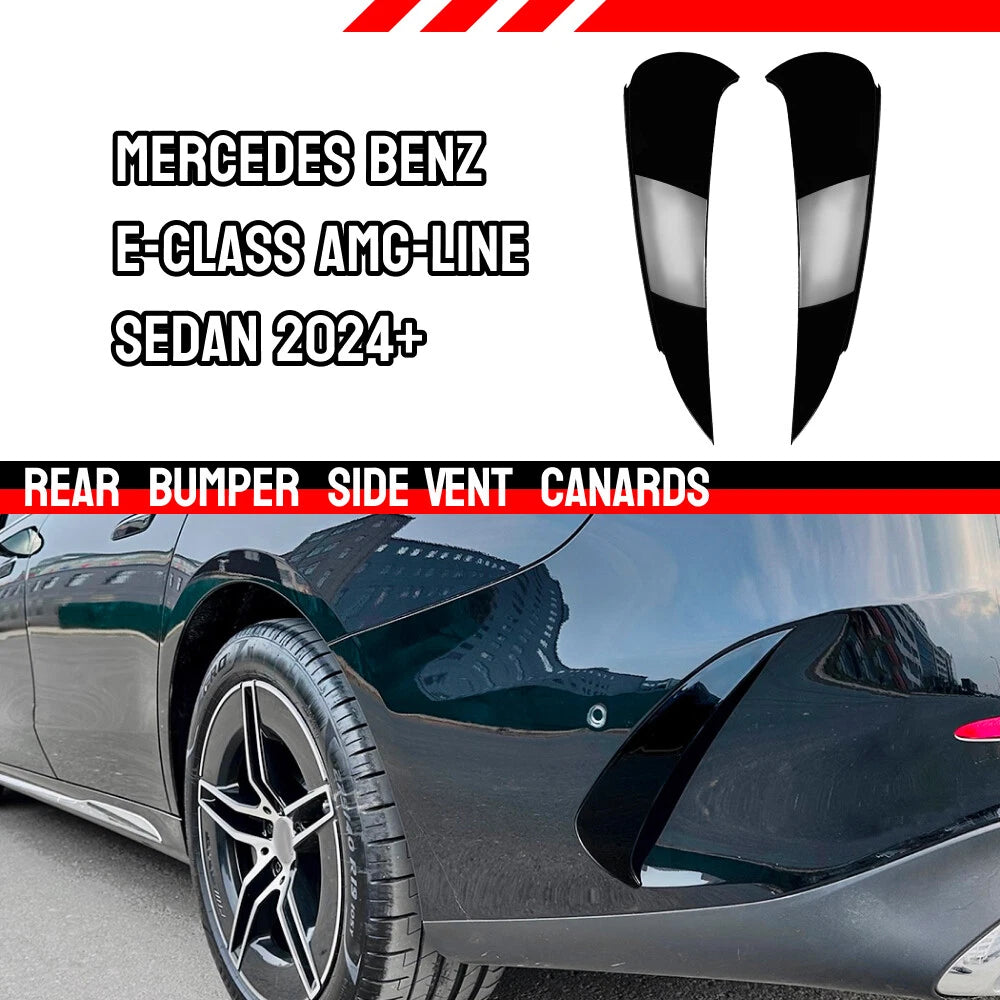 Rear Side Spoiler Canard Cover Trim for Benz E-Class W214 (2024) Gloss Black