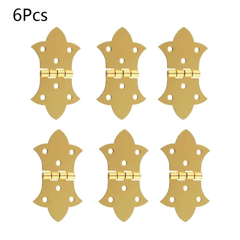 6X Gold Furniture Hinges for Wooden Box Cabinet (57mm x 31mm)