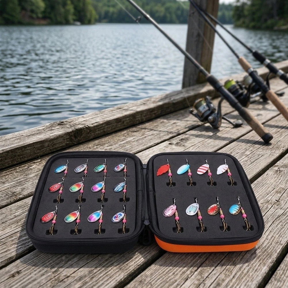 32PCS Rotating Lure Kit for Spinnerbait Composite Baits EVA Storage Bag