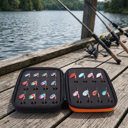 32PCS Rotating Lure Kit for Spinnerbait Composite Baits EVA Storage Bag