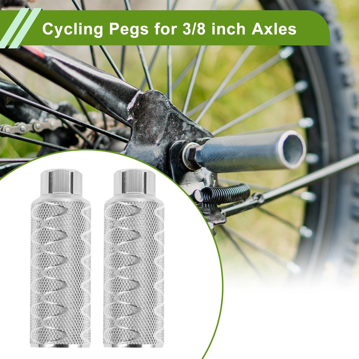 2 Pcs 110mm Bike Pegs Circle Texture Replacement for Silver Cycling (—)