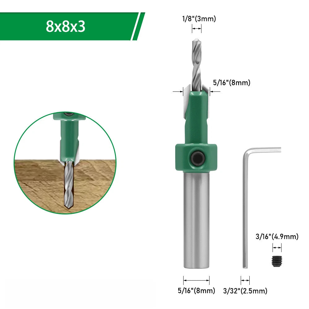 Countersink Step Drill Bit for Solid Wood Pine Birch Plywood MDF