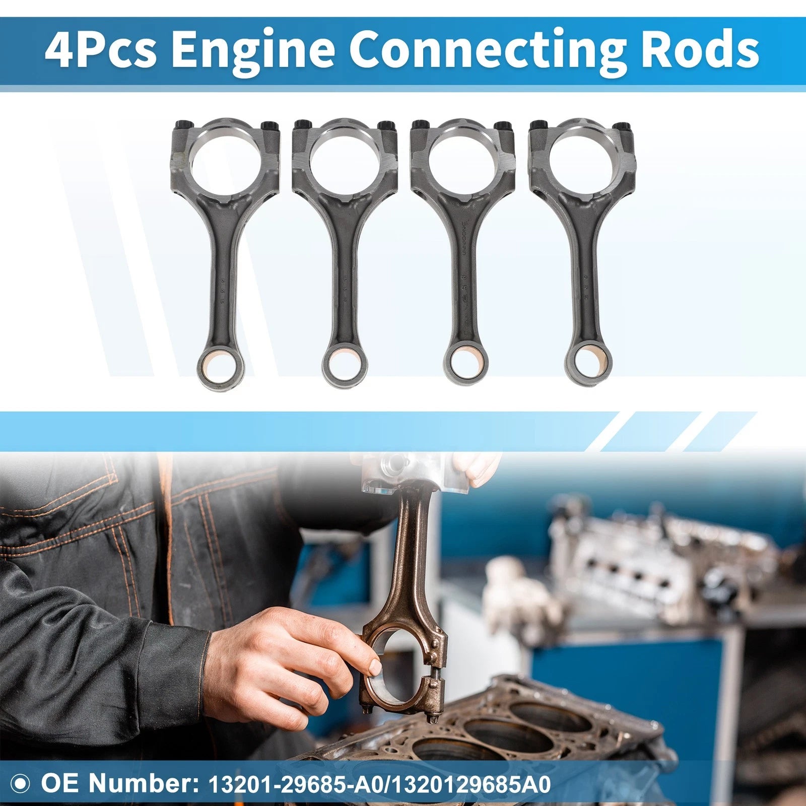 Engine Connecting Rod Set of 4 Replacement for Toyota Camry (2003–2009)
