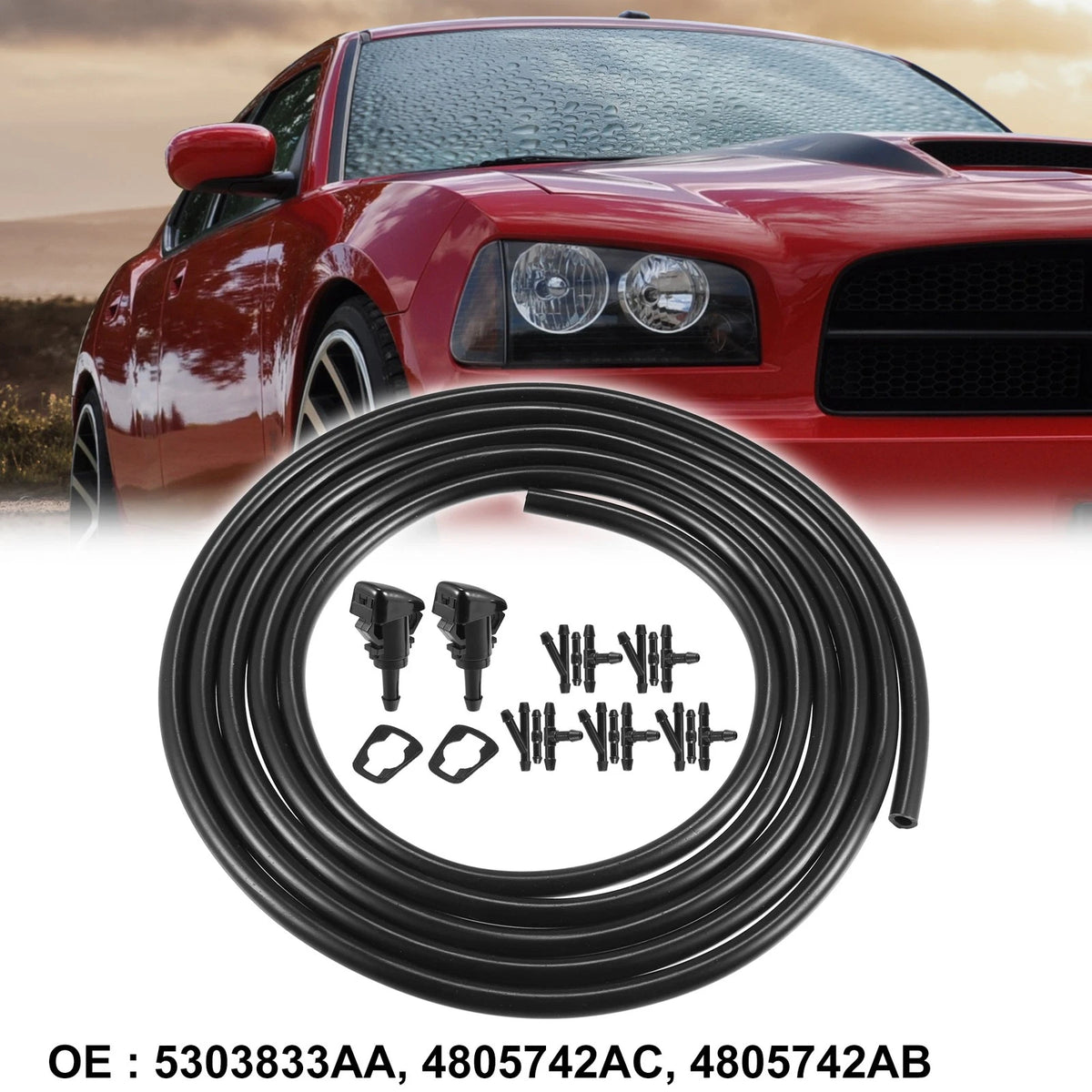 Windshield Washer Nozzle Hose Kit 2pcs for Dodge for Chrysler (2011–2021)