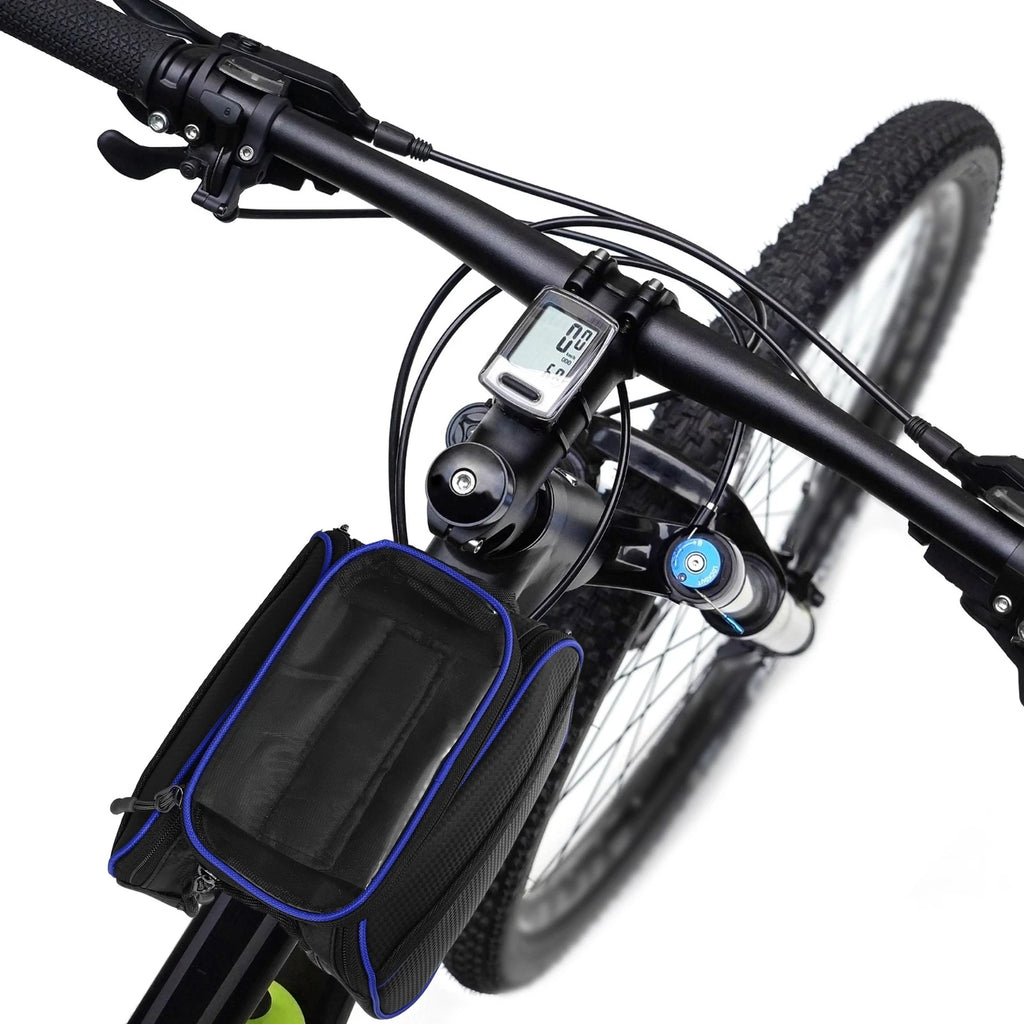 Front Frame Bag Touch Screen Phone Holder Storage for Bicycle Blue