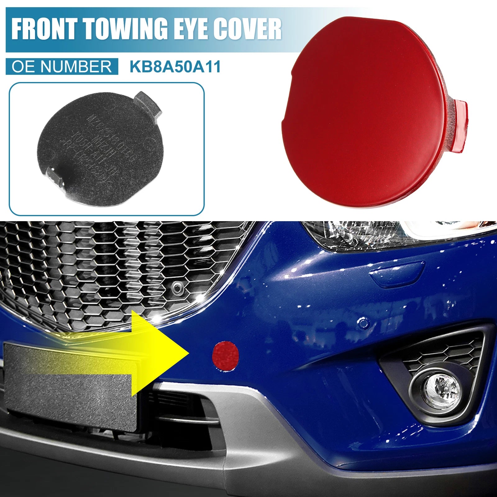 Front Bumper Tow Hook Cover Hole Eye Cover Replacement for Mazda CX-5 (2017–2021)