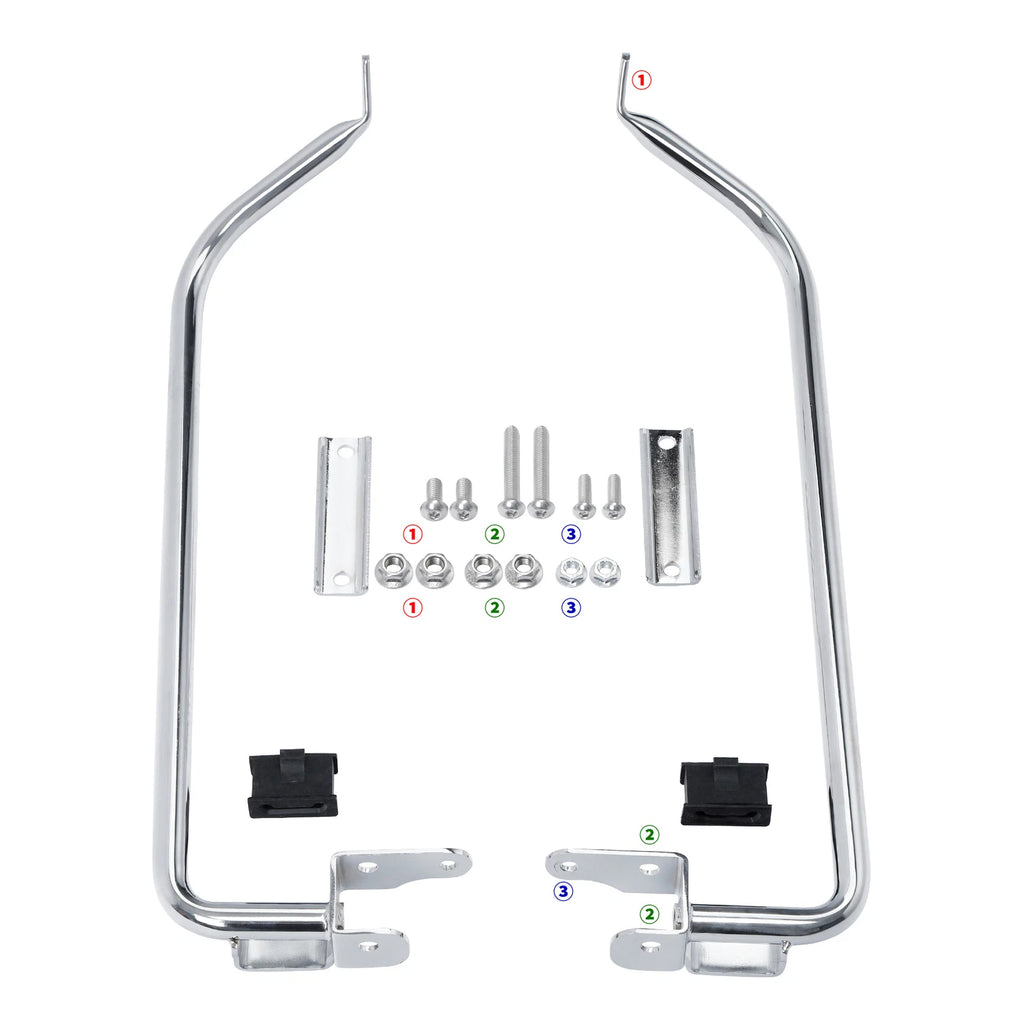 Chrome Saddlebag Support Bracket Hardware Kit for Harley Touring (2014–2023)