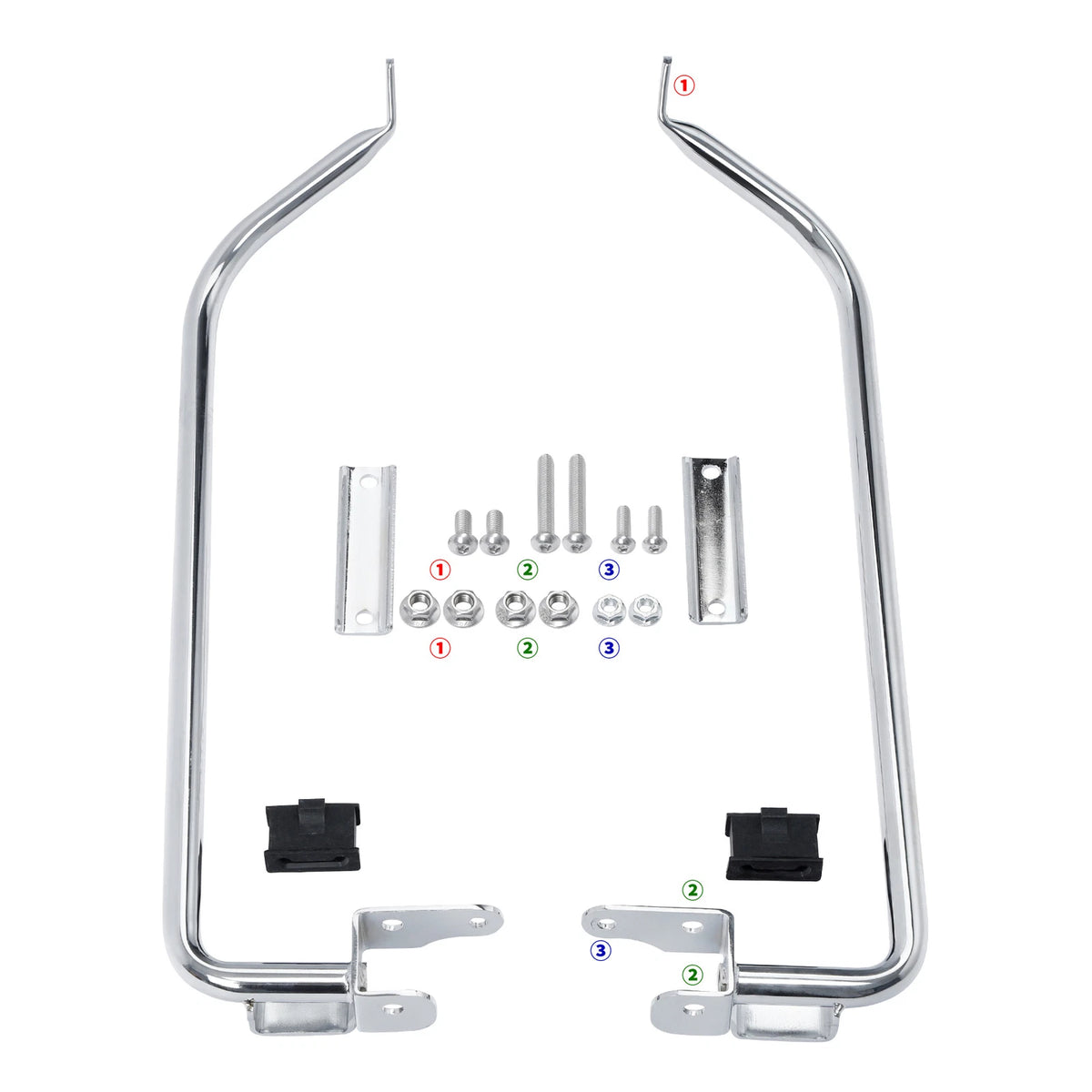 Chrome Saddlebag Support Bracket Hardware Kit for Harley Touring (2014–2023)
