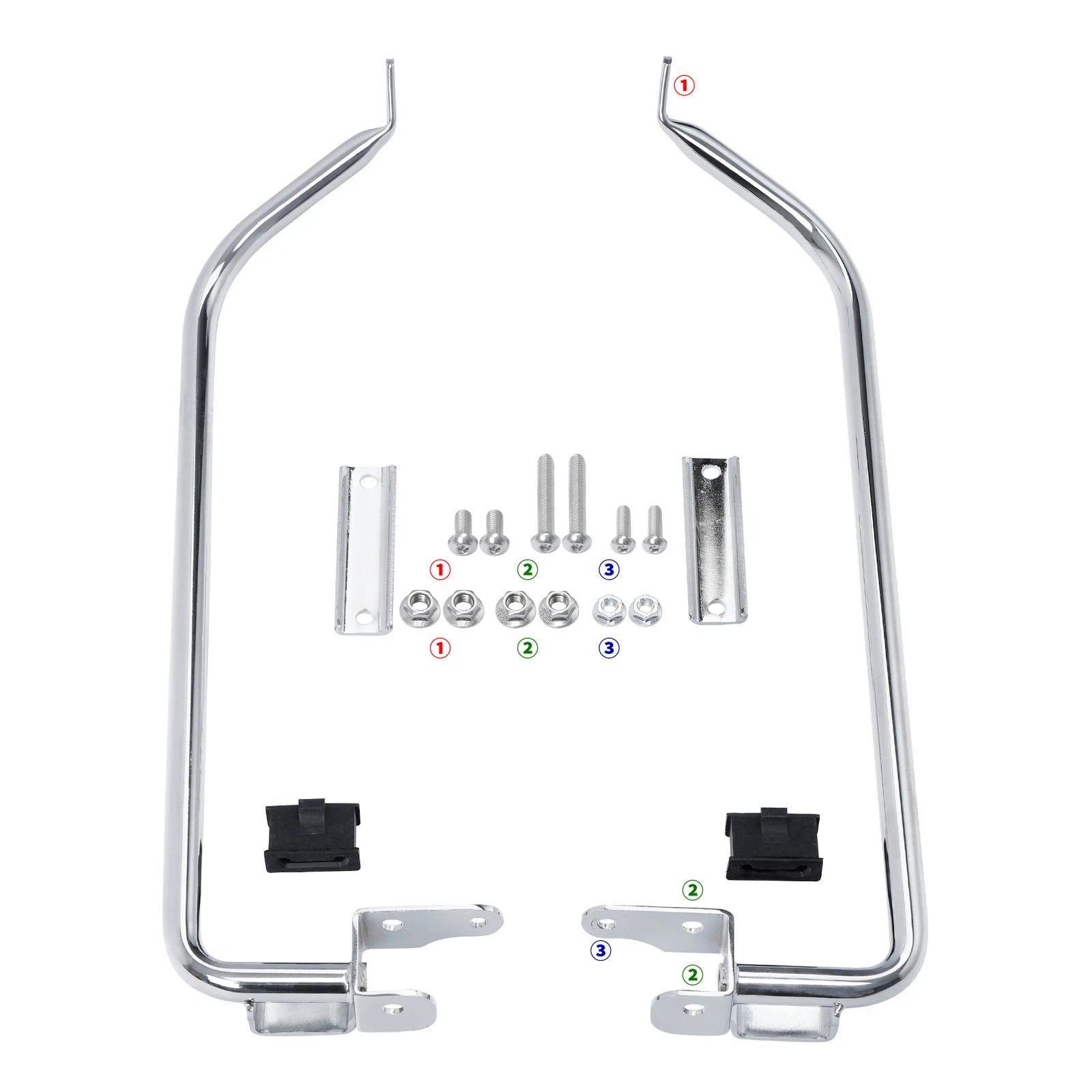 Chrome Saddlebag Support Bracket Hardware Kit for Harley Touring (2014–2023)