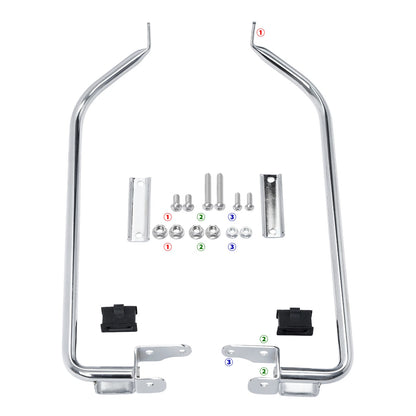 Chrome Saddlebag Support Bracket Hardware Kit for Harley Touring (2014–2023)