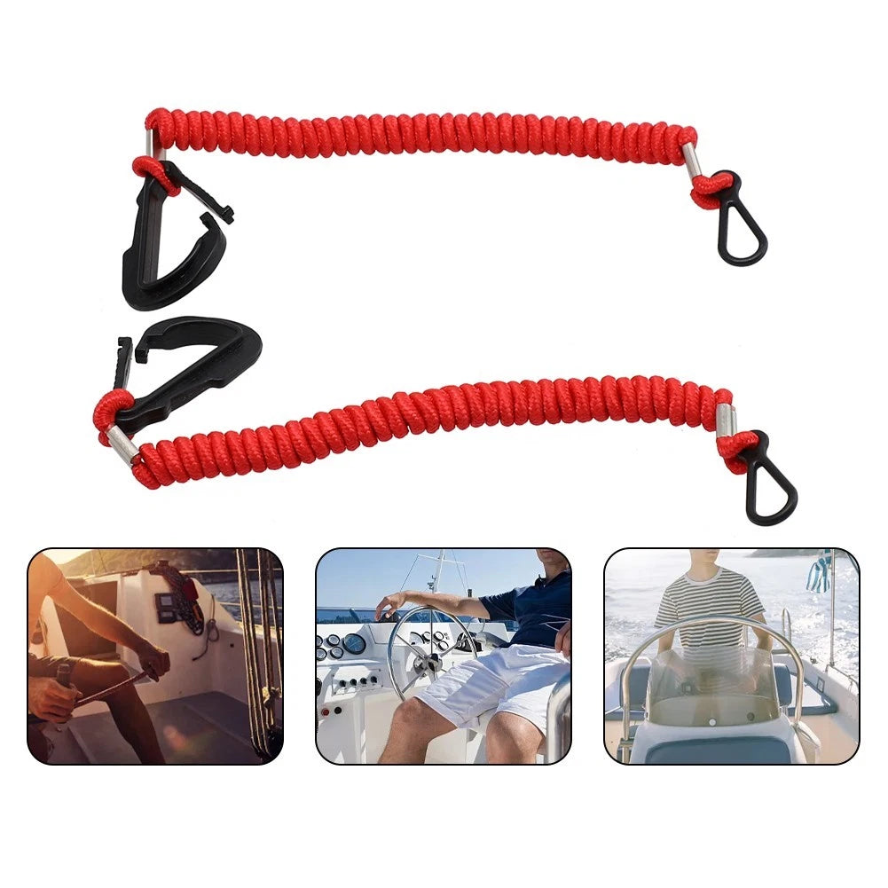 Coiled Woven Nylon Kill Switch Lanyard for Mercury Mercruiser (36")