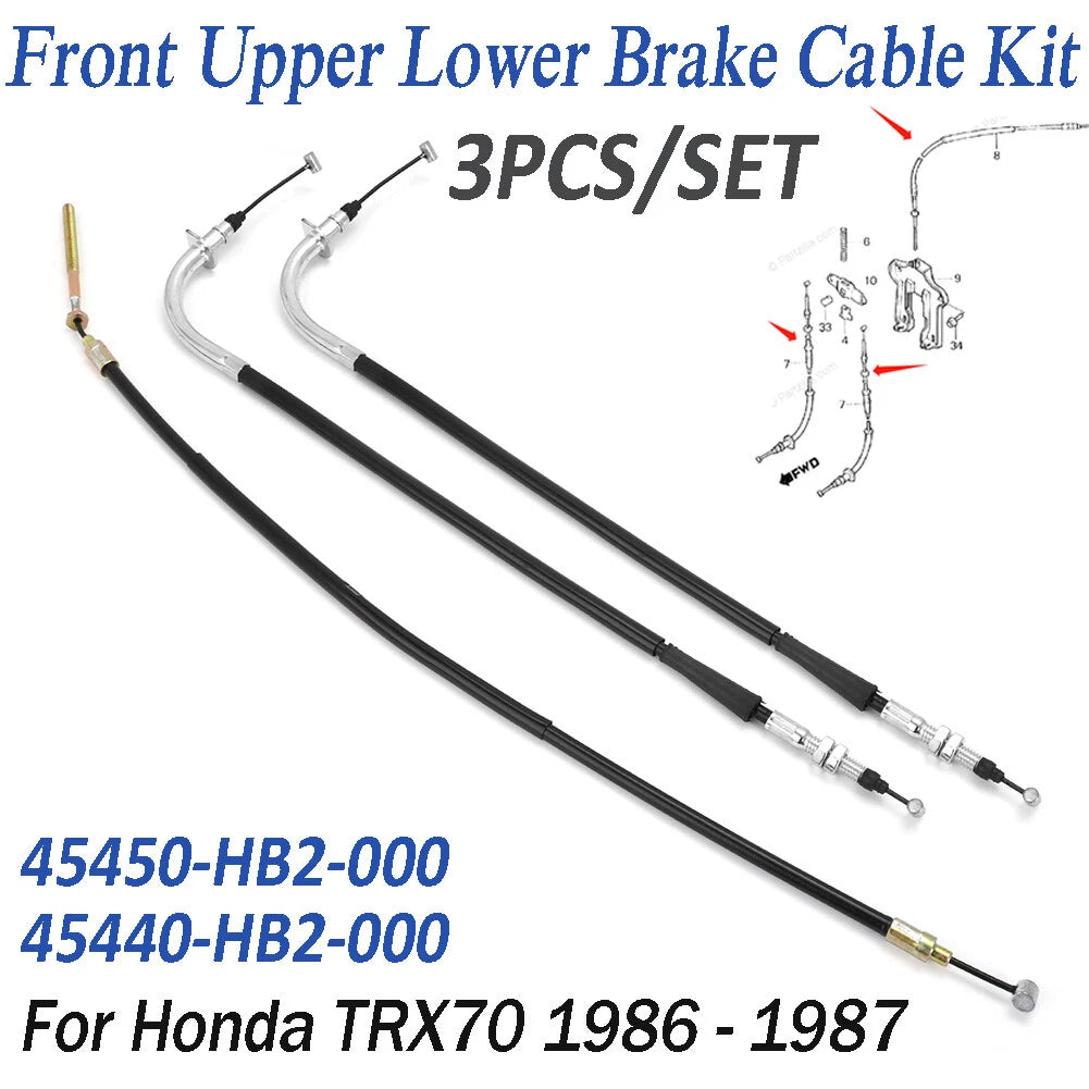 3PCS Brake Cable Kit for Honda TRX70 (1986–1987)
