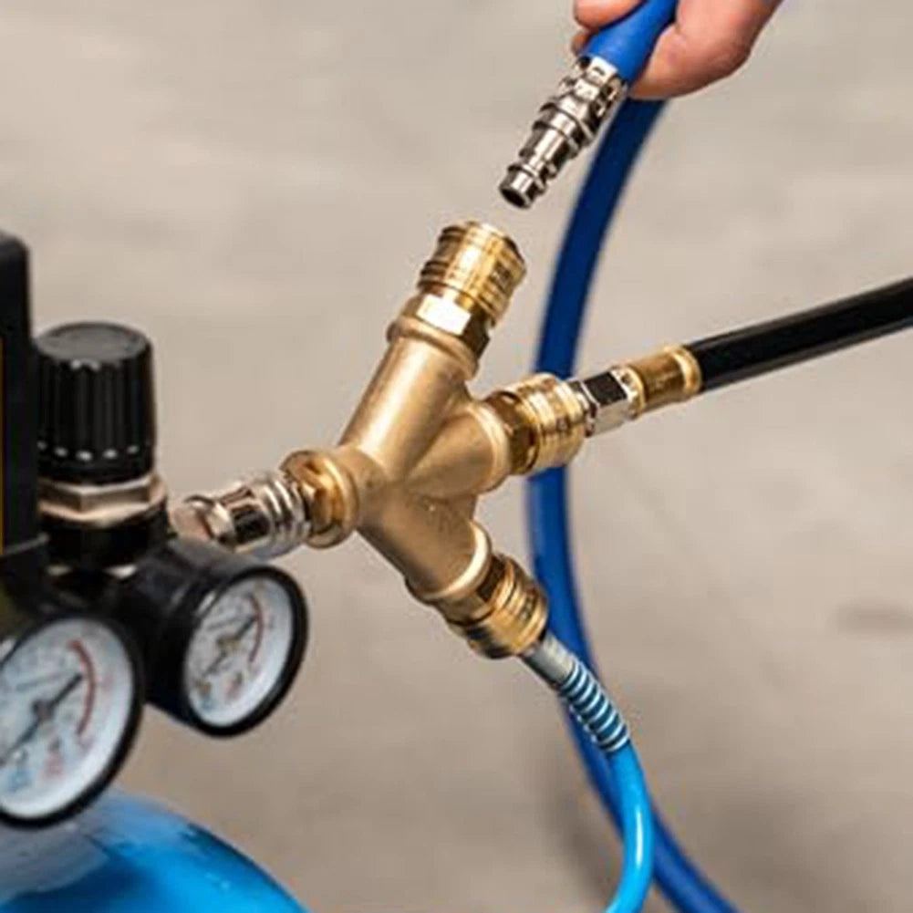 1/4 Brass 3-Way Air Distribution Unit with Quick Release Coupling