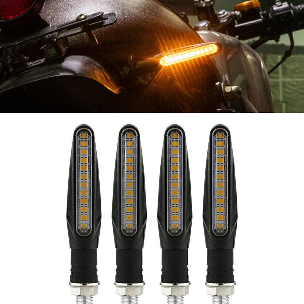 Set of 4 LED Amber Turn Signal Blinkers for Universal Motorcycle