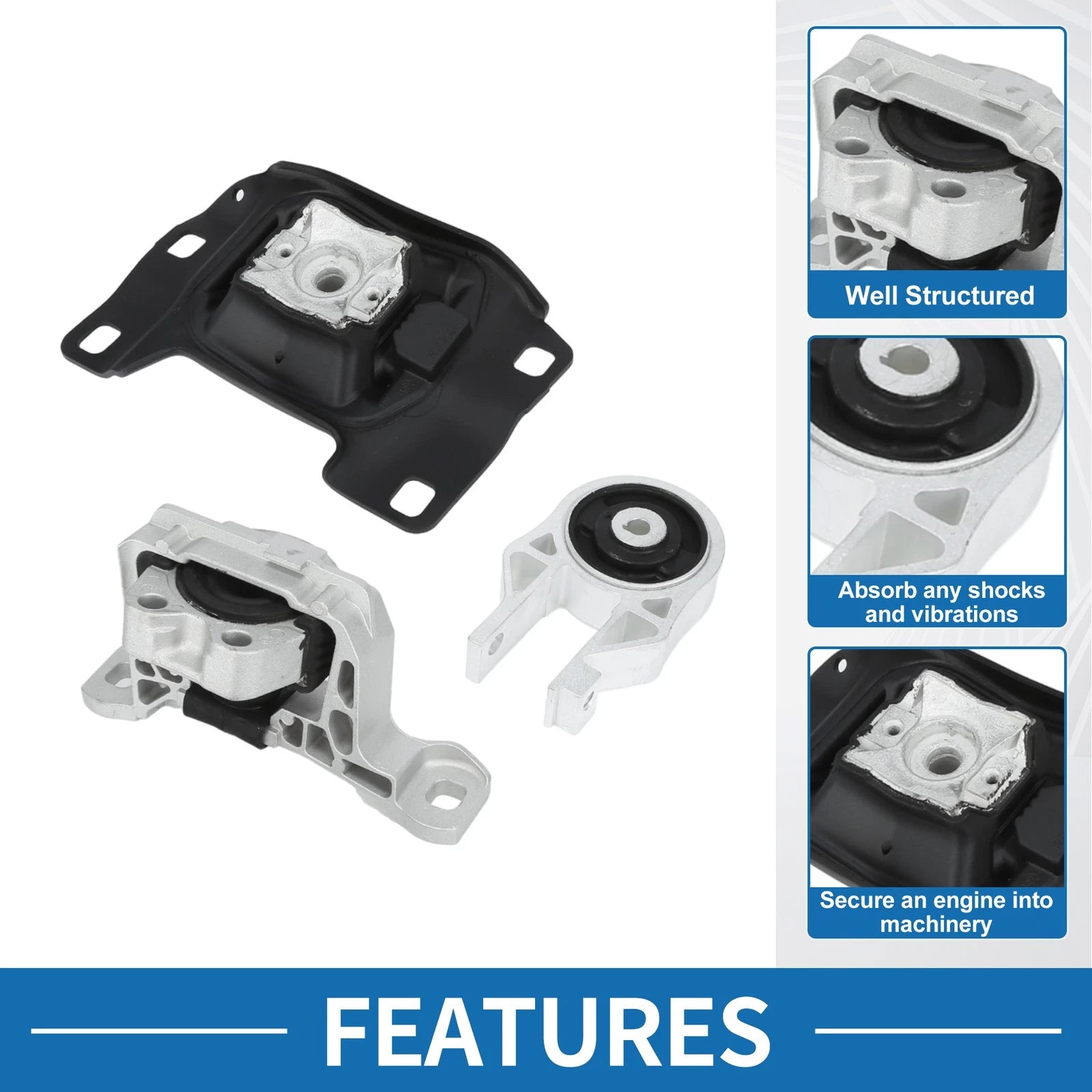 Engine Motor Transmission Mount Set Replacement for Ford Escape (2013–2016)