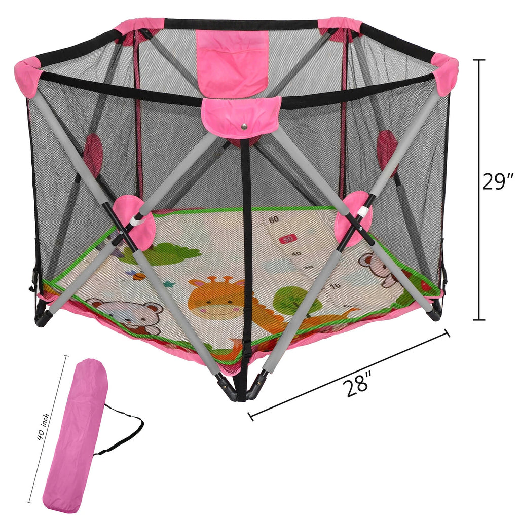 Safety Playpen for Infants Toddlers (Portable, Foldable, Mesh)