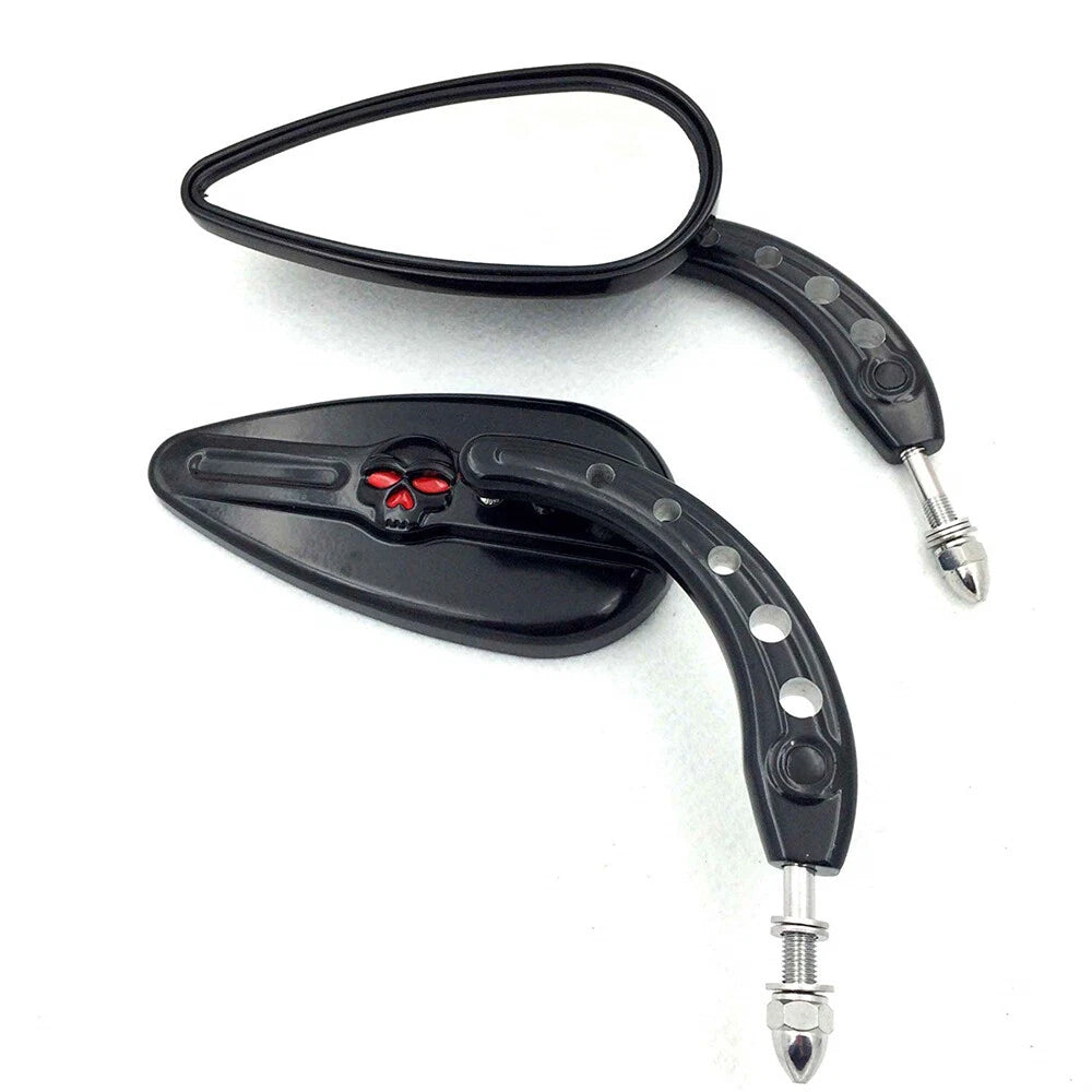 Black Skull Side Mirrors for Harley Classic Deluxe Breakout Night Road (2014–2023)