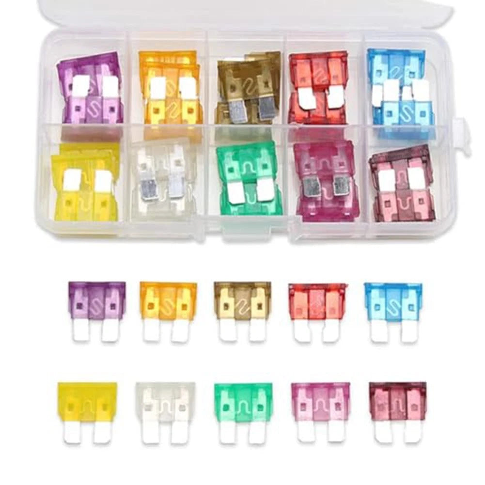 50PCS Color Coded Standard Car Fuses Kit for Easy Identification