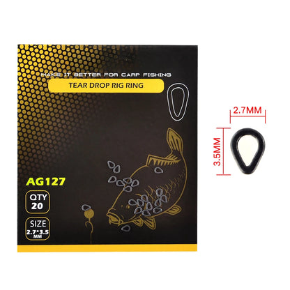 20pcs Tear Drop Shaped Rig Rings for Carp Fishing (Universal)
