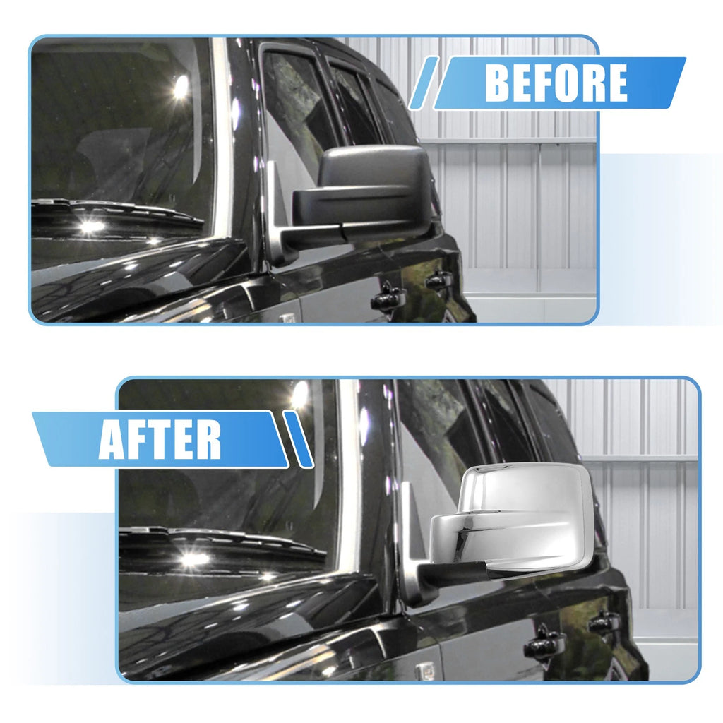 Pair Chrome Plated Full Mirror Covers for Jeep Patriot (2007–2017)