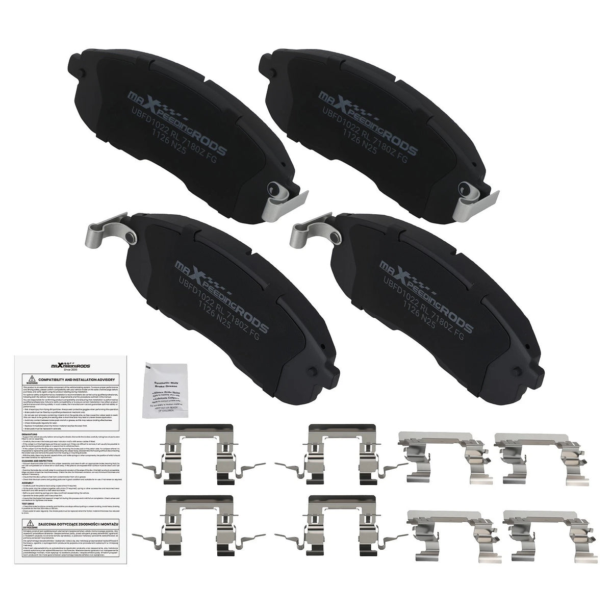 Set of 4 Front Ceramic Brake Pads for Nissan Sentra/Juke (2007–2019)