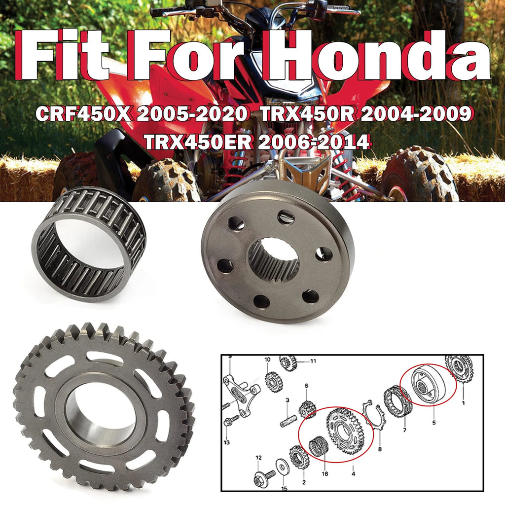 One-Way Starter Clutch Gear Bearing Kit for Honda CRF450X TRX450ER (2005–2014) 28125-MEY-671