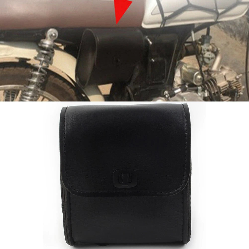New Black Motorcycle Saddle Luggage Pu Leather Side Tool Bag Storage Universal