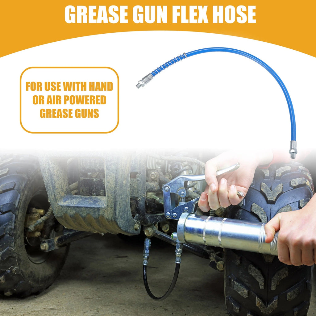 Universal Trailer Grease Gun 1/8 NPT Flex Hose Extension Non-Slip Blue (20")