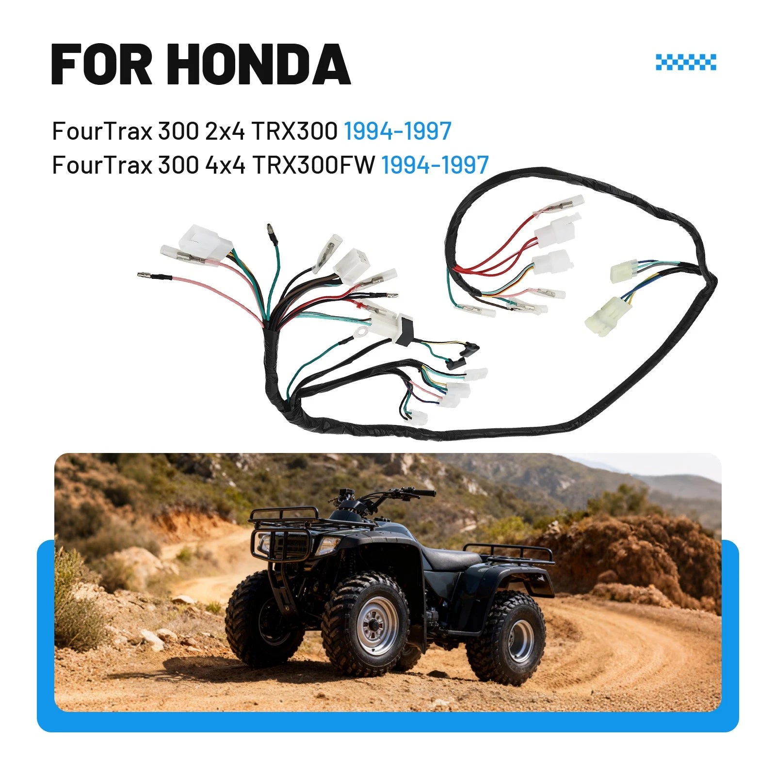 Wire Harness for Honda FourTrax 300 TRX300 2x4 300FW 4x4 (1994–1997)